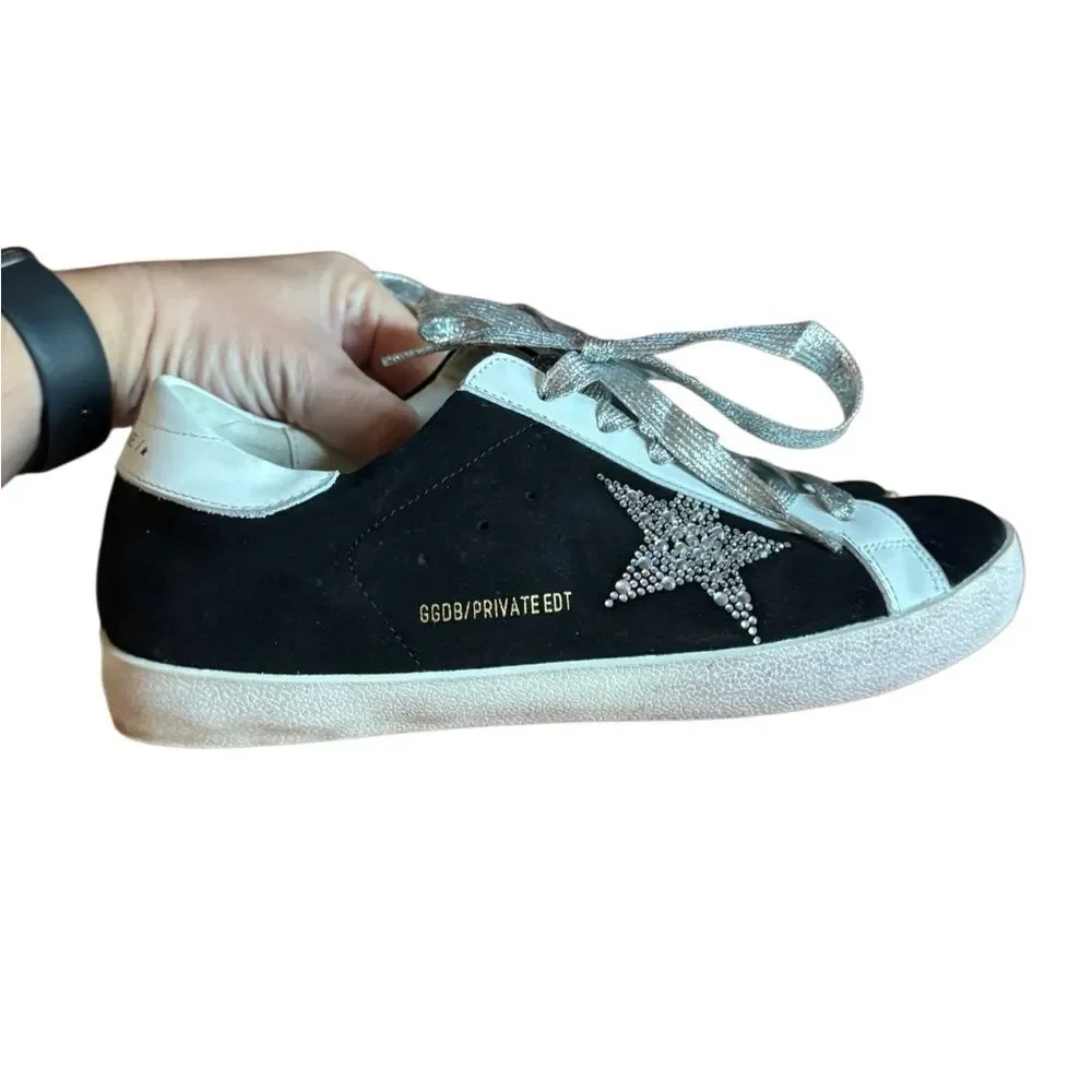 Golden Goose Women's Super Star Suede Silver Sparkle Sneakers + Bags Size 39 - Picture 5 of 14